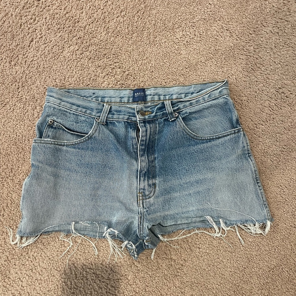 BASIC EDITIONS Distress Denim Shorts
